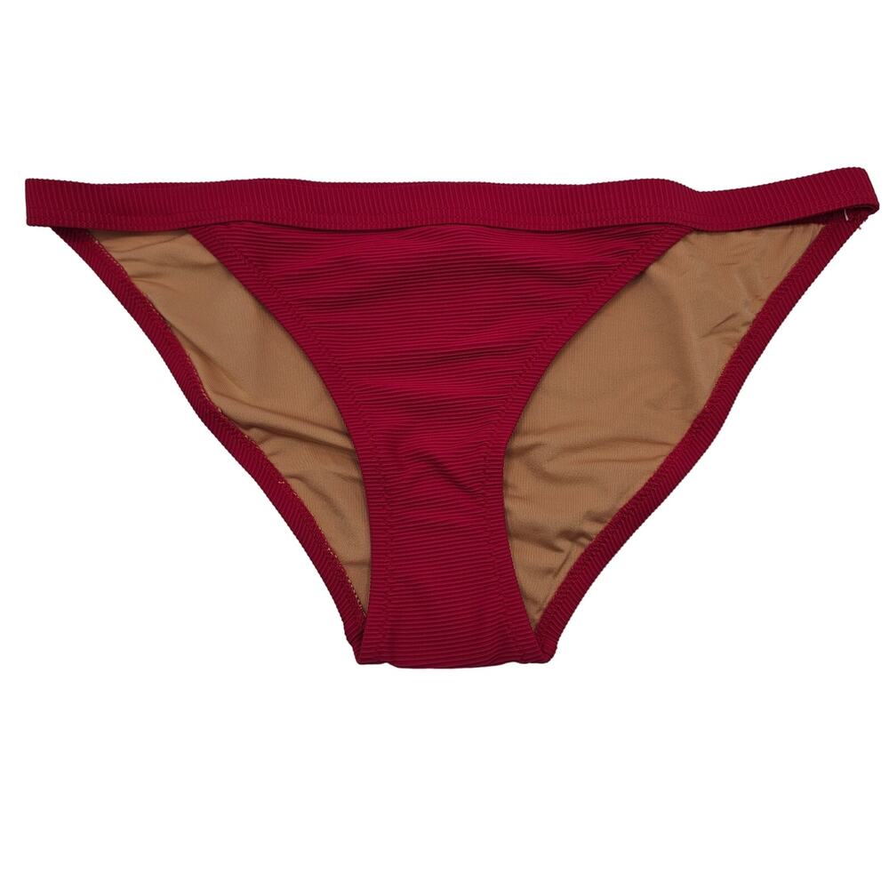 J. Crew Womans size S Ribbed Trim Hipster Full Coverage Bikini Bottom Pink NEW